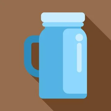 Blue mason jar flat design drawing beverage icon Illustration