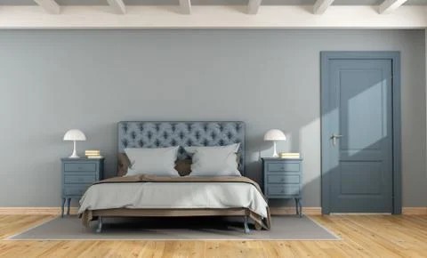 Blue master bedroom Stock Illustration