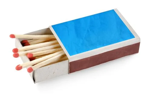 Blue matchbox isolated Stock Photos