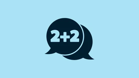 Blue Math system of equation solution on speech bubble icon isolated on blue Stock Footage 231481712