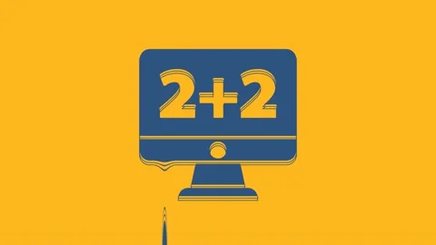Blue Math system of equation solution on computer monitor icon isolated on Stock Footage 234720768