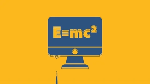 Blue Math system of equation solution on computer monitor icon isolated on Stock Footage 234731169