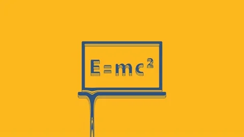Blue Math system of equation solution on chalkboard icon isolated on orange Stock Footage 234731564
