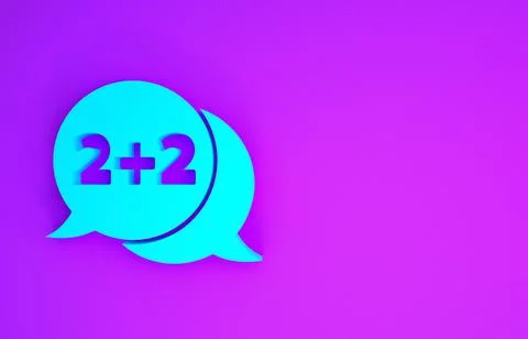 Blue Math system of equation solution on speech bubble icon isolated on purpl イラスト素材