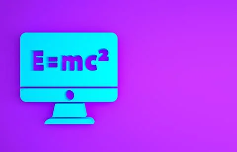 Blue Math system of equation solution on computer monitor icon isolated on pu Stock Illustration