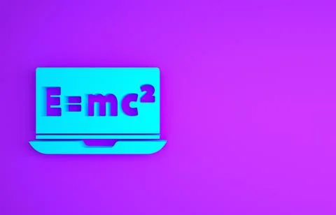 Blue Math system of equation solution on laptop icon isolated on purple backg イラスト素材