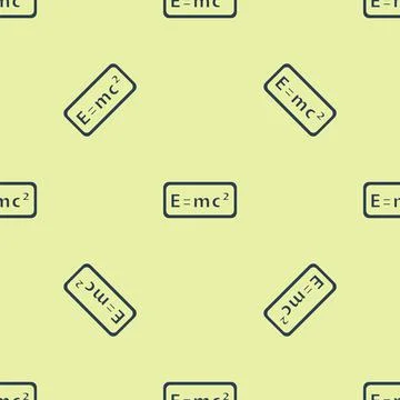 Blue Math system of equation solution icon isolated seamless pattern on yellow Stock Illustration