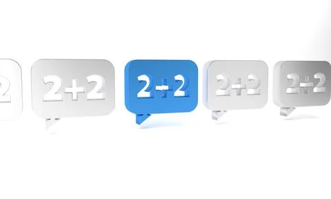 Blue Math system of equation solution on speech bubble icon isolated on whi.. Stockillustratie