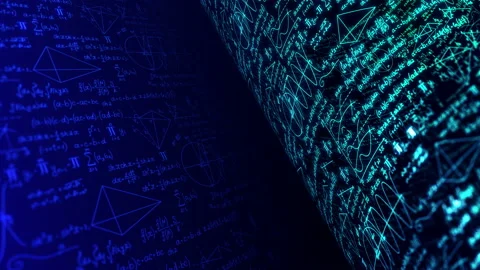 Blue Mathematical Background Loop with Copy Space. Видео 119820003