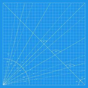 Blue mathematical grid with complex diagonal perspective lines and geometric Stock Illustration