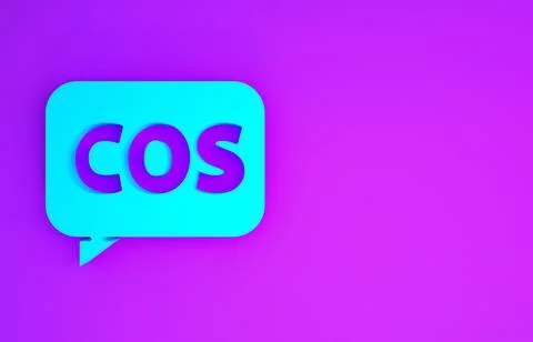 Blue Mathematics function cosine icon isolated on purple background. Minimali Stock Illustration