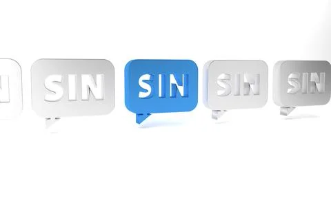 Blue Mathematics function sine icon isolated on white background. Minimalis.. Stock Illustration