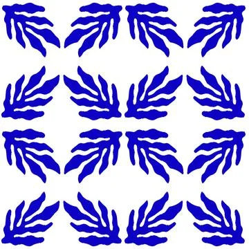 Blue Matisse plants seamless pattern. Minimal abstract floral print for wal.. Stock Illustration