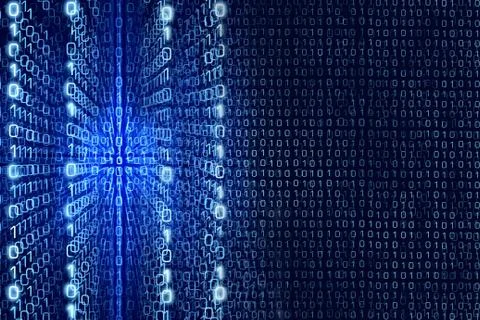 Blue Matrix Abstract - binary code Digital background Stock Illustration