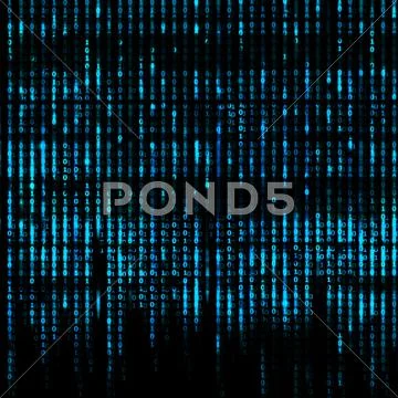 Blue Matrix Abstract - binary code screen background Stock Photos