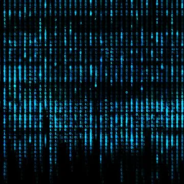 Blue Matrix Abstract - binary code screen background Stock Photos