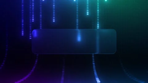 Blue Matrix Binary Code Digital Technology Background with Liquid Glass Frame Stock Footage 333699799