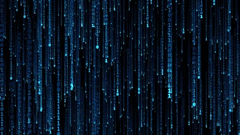 Blue Matrix Binary Code Rain Falling Down Digital Data Background Loop Stock Footage 346033074