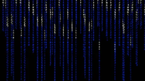 Blue Matrix Grid, Matrix intro, Falling blue binary numbers representing Stock Footage 134070517