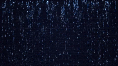 Blue Matrix Style Digital Code Falling, Numeric Data Visualization Stock Footage 321537015