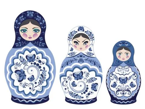 Blue Matryoshka Doll Stock Illustration