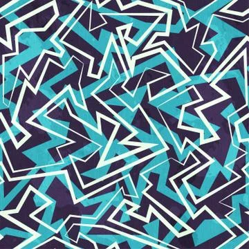 Blue maze seamless pattern with grunge effect イラスト素材