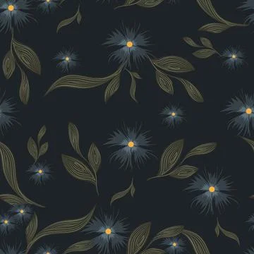 Blue meadows. Seamless floral pattern Stock Illustration