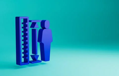 Blue Measuring height body icon isolated on blue background. Minimalism concept Stock Illustration