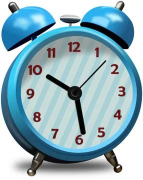 Blue mechanical alarm clock 库存插图