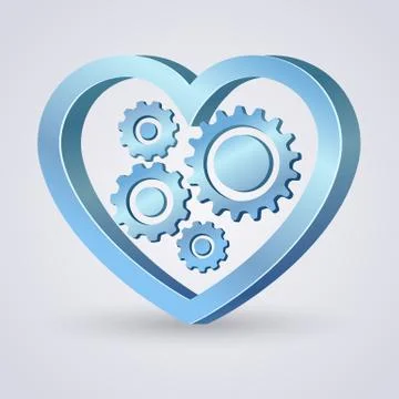 Blue mechanical heart Stock Illustration