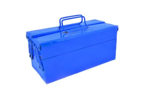 Blue mechanical tool box Fotos de archivo