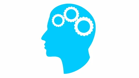 Blue mechanism in the head white Stock Footage 201425927