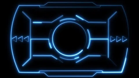 Blue media control hud animation with futuristic interface frame and playba.. Stock Footage 337364748