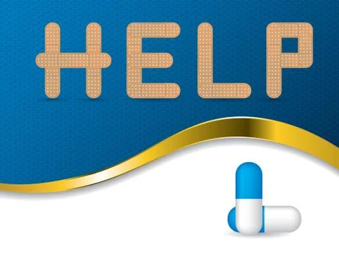 Blue medical background with help text made from plasters Stock Illustration