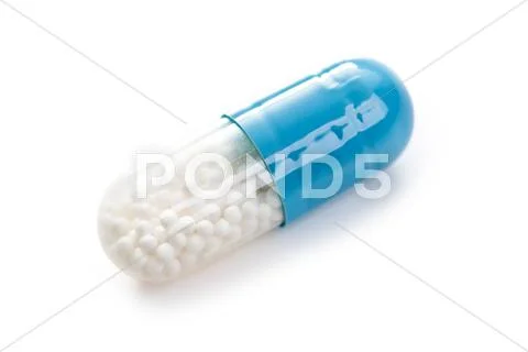 Blue medical capsules Stock Photos