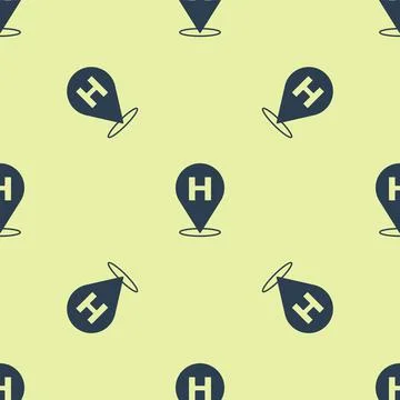 Blue Medical map pointer with cross hospital icon isolated seamless pattern on Stock Illustration