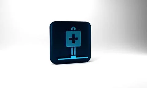 Blue Medical map pointer with cross hospital icon isolated on grey background 스톡 일러스트