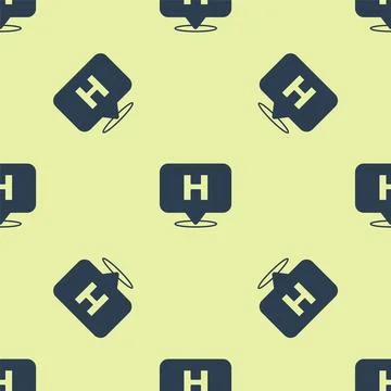 Blue Medical map pointer with cross hospital icon isolated seamless pattern on Stock Illustration