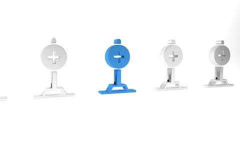 Blue Medical map pointer with cross hospital icon isolated on white backgro.. Stock Illustration