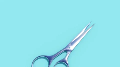 Blue Medical Scissors on Blue Surface Stock Footage 318955925