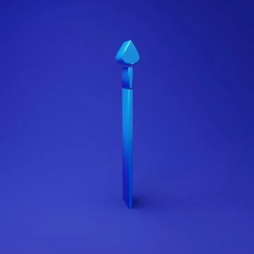 Blue Medieval spear icon isolated on blue background. Medieval weapon. Mini.. Stock Illustration