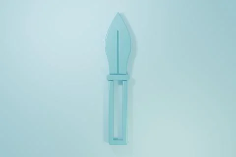 Blue Medieval spear icon isolated on blue background. Medieval weapon. Mini.. Stock Illustration