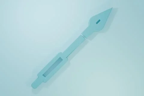 Blue Medieval spear icon isolated on blue background. Medieval weapon. Mini.. Stock Illustration
