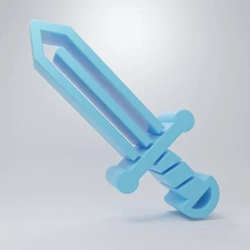 Blue Medieval sword icon isolated on grey background. Medieval weapon. Mini.. Stock Illustration