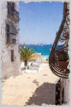 Blue mediterranean from Altea Stock Illustration