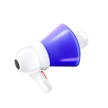Blue Megaphone 3D icon vector illustration. Glossy blue and white loudspeaker Stock Illustration