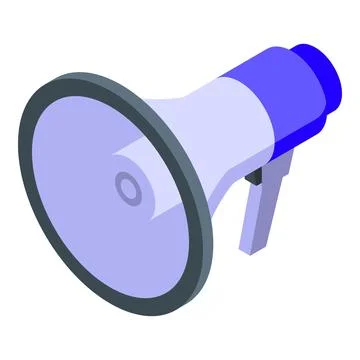 Blue megaphone announcing important information isometric illustration Stock Illustration