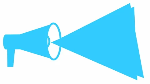 Blue megaphone with banner white Video stock 194961253