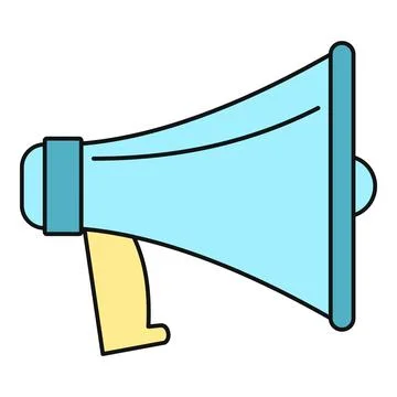 Blue megaphone icon broadcasting important messages and news Stock Illustration