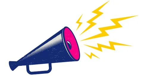 Blue megaphone on white background. Stock Illustration